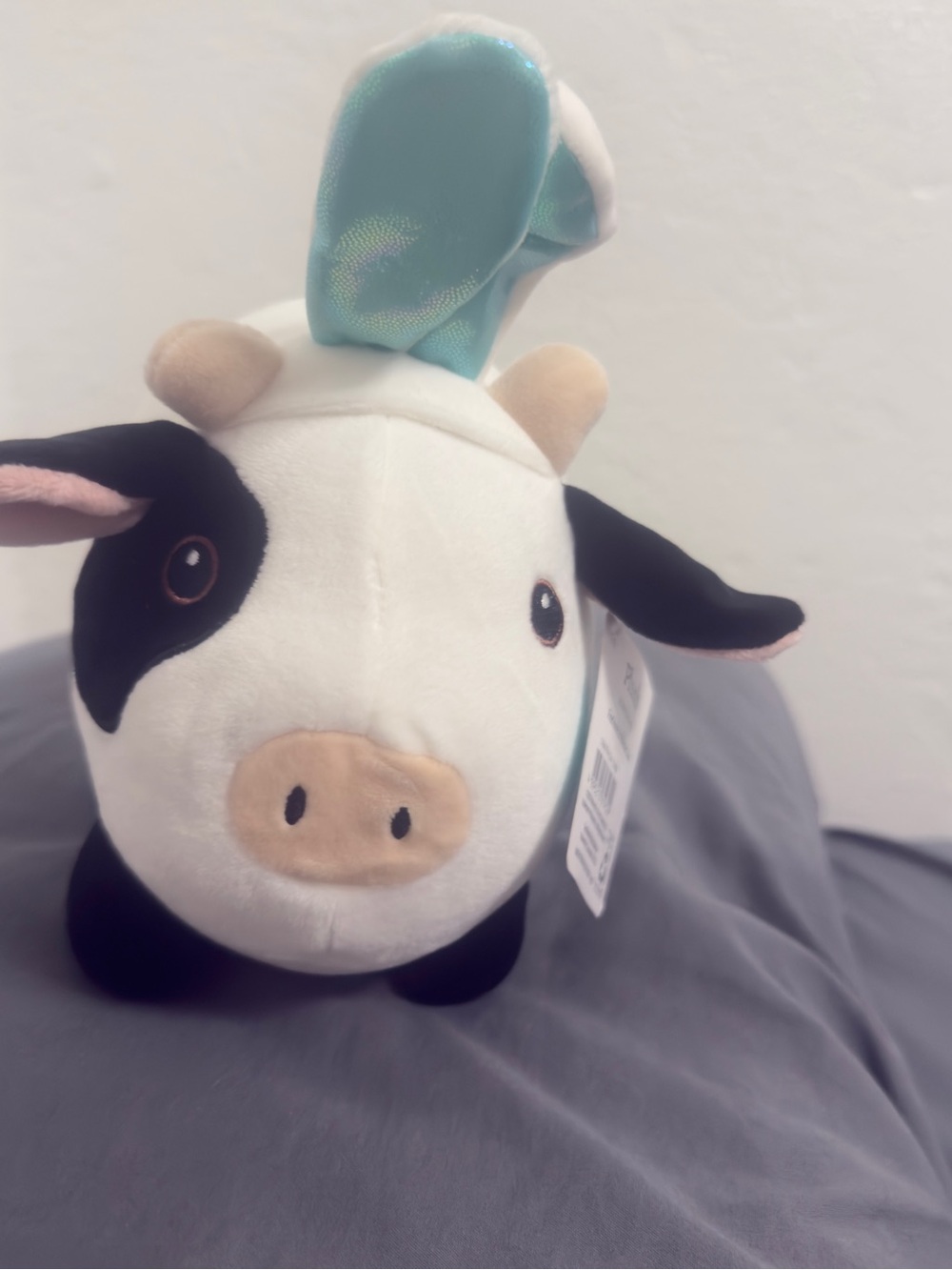 Plush Cow Throw Pillow Cute Farmhouse Nursery Decor Black White